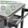 3-Shelf Outdoor Grill Table, Grill Cart with Wheels, Outdoor Pizza Oven and Food Prep Table, Blackstone Table with Stainless Steel Tabletop