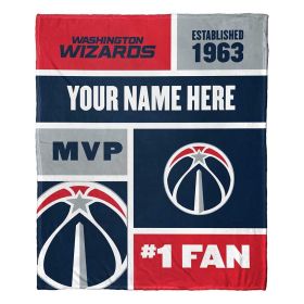 [Personalization Only] OFFICIAL NBA Colorblock Silk Touch Sherpa Throw Blanket - Washington Wizards
