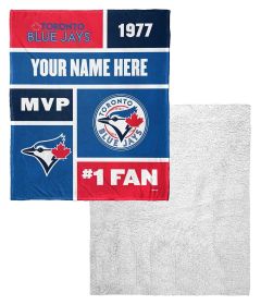 [Personalization Only] OFFICIAL MLB Colorblock Personalized Silk Touch Sherpa Throw Blanket - Blue Jays