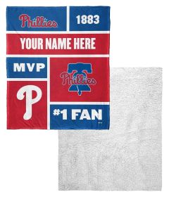 [Personalization Only] OFFICIAL MLB Colorblock Personalized Silk Touch Sherpa Throw Blanket - Phillies