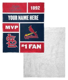 [Personalization Only] OFFICIAL MLB Colorblock Personalized Silk Touch Sherpa Throw Blanket - Cardinals