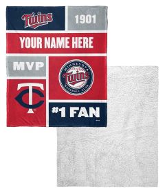 [Personalization Only] OFFICIAL MLB Colorblock Personalized Silk Touch Sherpa Throw Blanket - Twins