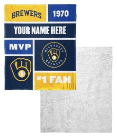 [Personalization Only] OFFICIAL MLB Colorblock Personalized Silk Touch Throw Blanket - Brewers