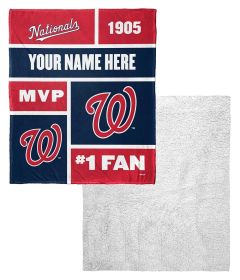 [Personalization Only] OFFICIAL MLB Colorblock Personalized Silk Touch Sherpa Throw Blanket - Nationals