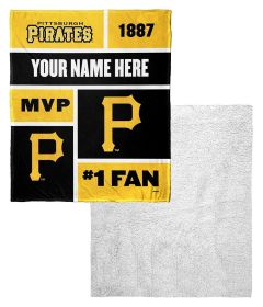 [Personalization Only] OFFICIAL MLB Colorblock Personalized Silk Touch Sherpa Throw Blanket - Pirates