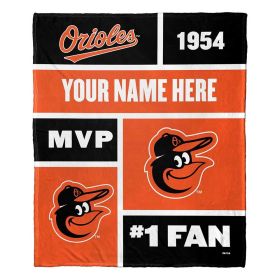[Personalization Only] OFFICIAL MLB Colorblock Personalized Silk Touch Throw Blanket - Orioles