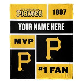 [Personalization Only] OFFICIAL MLB Colorblock Personalized Silk Touch Throw Blanket - Pirates