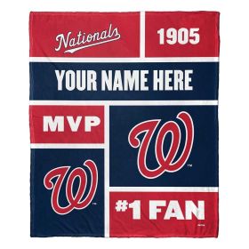[Personalization Only] OFFICIAL MLB Colorblock Personalized Silk Touch Throw Blanket - Nationals