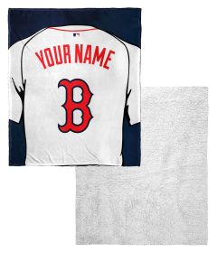 [Personalization Only] OFFICIAL MLB Jersey Personalized Silk Touch Sherpa Throw Blanket - Red Sox