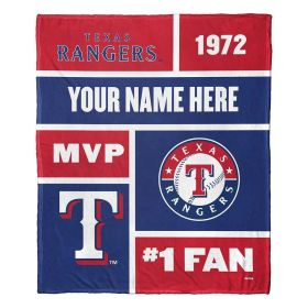 [Personalization Only] OFFICIAL MLB Colorblock Personalized Silk Touch Throw Blanket - Rangers