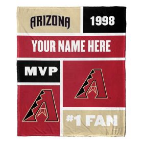 [Personalization Only] OFFICIAL MLB Colorblock Personalized Silk Touch Throw Blanket - Diamondbacks