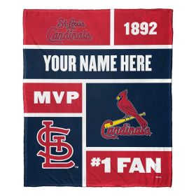 [Personalization Only] OFFICIAL MLB Colorblock Personalized Silk Touch Throw Blanket - Cardinals